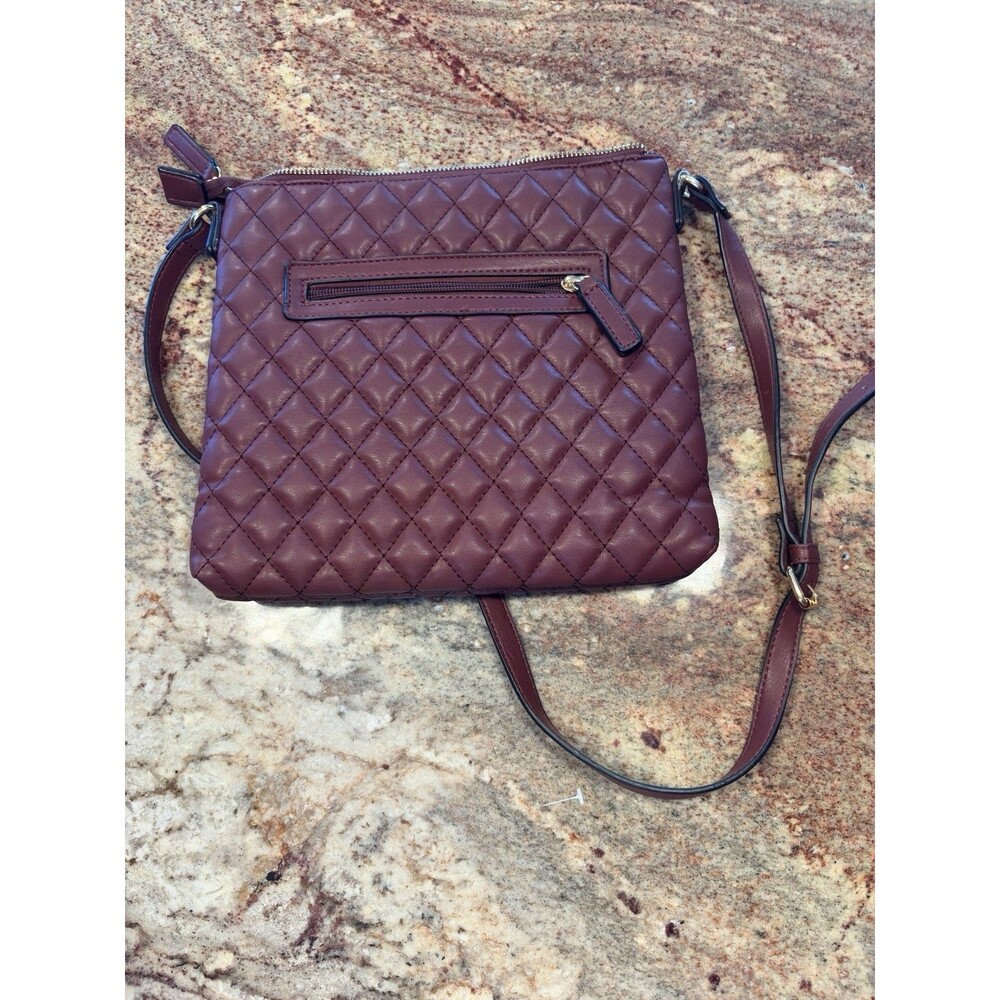 LOVEVOOK Quilted Vegan Leather Crossbody Purse – Adjustable Strap, Burgundy NWOT - Picture 2 of 12
